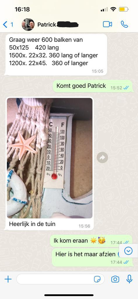 Whatsapp bericht van Patrick